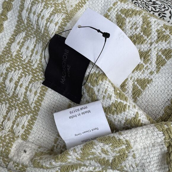 Magaschoni Home Throw Blanket 50" x 60" Fringed Cotton Sage Milk - Picture 3 of 6